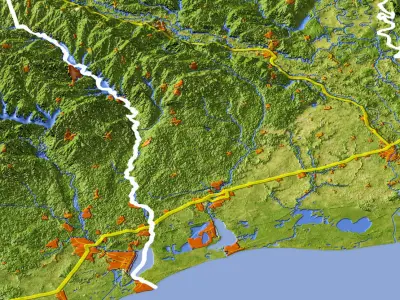 Louisiana High resolution 3D relief maps 3D model