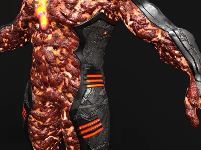 MechOrg Humanoid Cyborg Creature Rigged 3D Character Low-poly 3D model