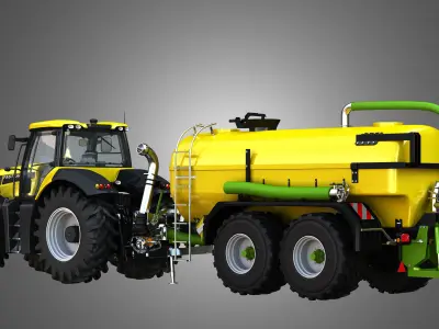 JCB - 8000 Tractor with Zunhammer Liquid Manure Trailer 3D model