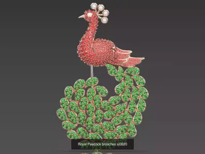 The Couture Sparkling Garden Brooch Collection 3D Model Pack