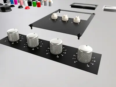 Modular 3D audio amp knobs meters and switches Blender LTS 2024 3D model