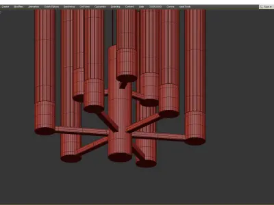 Jenae Glass Tubes Chandelier 9 Low-poly 3D model