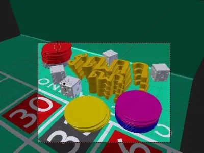 Casino 3d model table with dice and chips 3D model