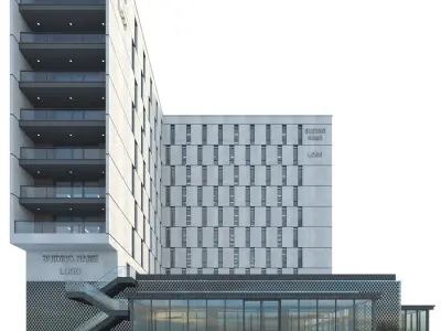 High-rise office building No 9 Low-poly 3D model