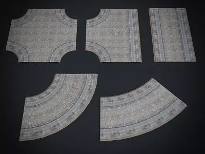 ROAD SET MODULAR ART DECO STEAMPUNK  Low-poly 3D model