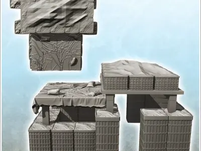 Fortified shooting range with roof and hesco 8 3D print model