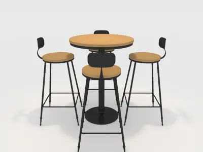 Bar Table And Chair 1 3D model