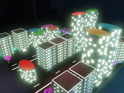 City low poly Free low-poly 3D model