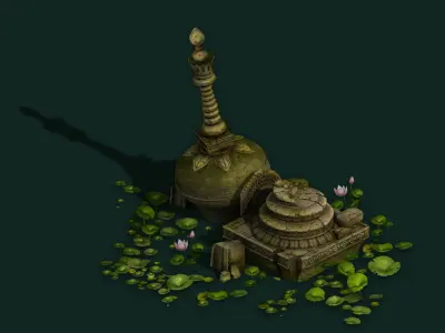 Kashayana Buddhist Forest Broken Water Pagoda 3 3D model
