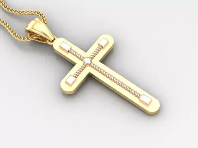 High Cross Pendant Light Gold 18K 4CP069 3D print model