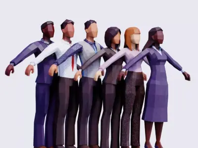 Business People - Animated and Rigged Low-poly 3D model