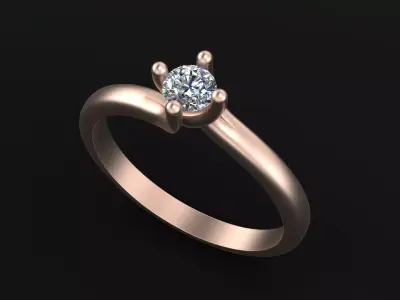 Engagement ring with diamond gem 3 mm for  CNC or  3D print model