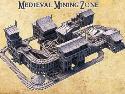 Medieval Mining Zone Tabletop Terrain 28 MM 3D print model