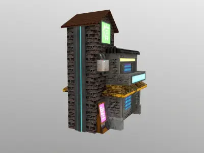 Cyberpunk City - Building 11 Low-poly 3D model