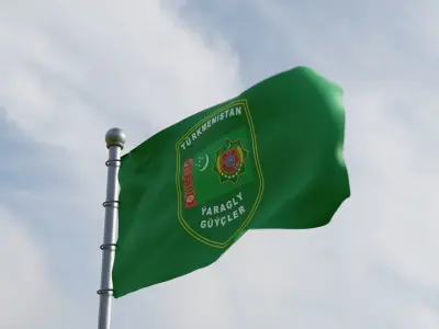 Animated Turkmenistan Flags 3D model