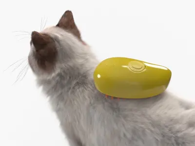  Long Hair Cat Grooming Brush Yellow Fur for Cinema 4D 