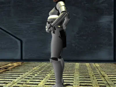 Femtrooper female stormtrooper on platform 3D model