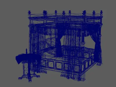 Chinese style horror wedding bed Low-poly 3D model
