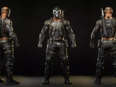 Futuristic Mercenary Low-poly 3D model