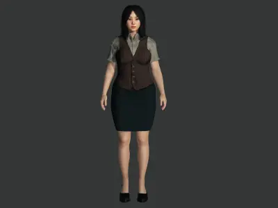 AAA 3D REALISTIC ASIAN CHARACTER-JAPANESE TEACHER  OFFICE WORKER Low-poly 3D model