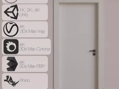 01 02 White Door Low-poly 3D model