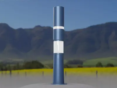 Low-Poly Blue Light Column 8 - Street Light Set-9 Low-poly 3D model