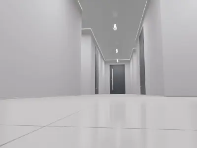 Hallway with walls and doors 3D model