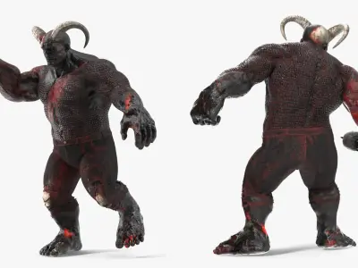  Demon Character with Hellish Hatchet Rigged 