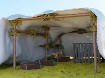 small pirate tent shop asset 3D model