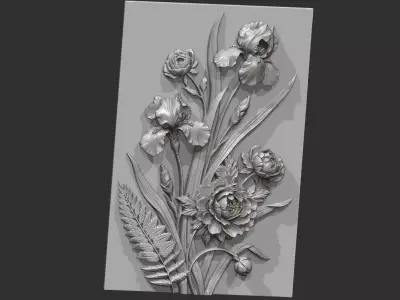 floral relief sculptu 4 3D model
