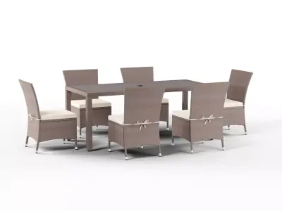 Havenside Home Stillwater Brown Indoor Outdoor Dining Set Low-poly 3D model