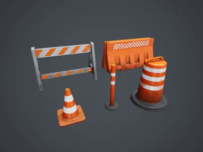 Stylized Traffic Cones Low-poly 3D model