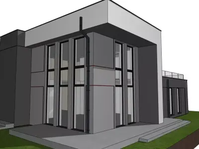 Modern Villa 3D Model with Panoramic Windows 3D model