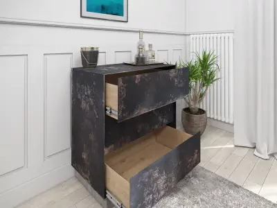 Sideboard rusty thin metal concrete 3D model