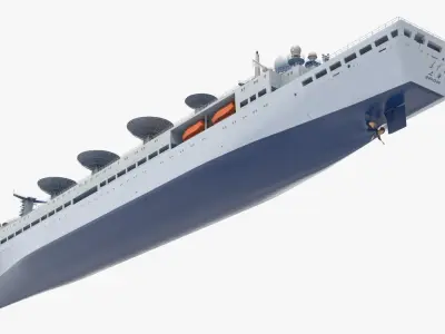  Yuan Wang 6 Tracking Ship with Satellite Dishes Blue Simplified 