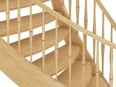 Wooden Spiral Stairs 6 3D model