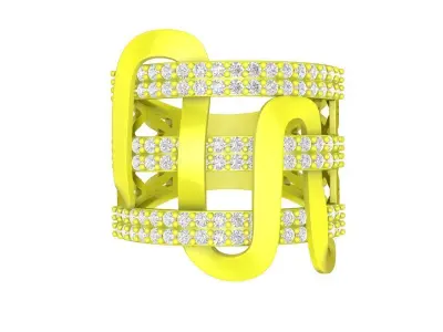 Luxury Geometric Pav Statement Ring for Fine Jewelry Design 5730 3D print model