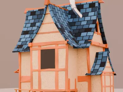 stylized low-poly house 3D model Low-poly 3D model