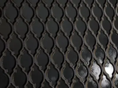 Dark Ornate Arabesque Screen Grille PBR SEAMLESS Texture