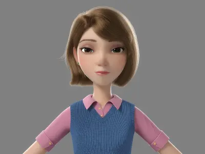  Cartoon Girl Rigged1 