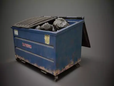 Dumpster and Garbage Bags Low-poly 3D model Low-poly 3D model