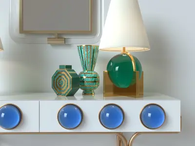 JONATHAN ADLER CONSOLE-LAMP-VASE-MIRROR 3D model