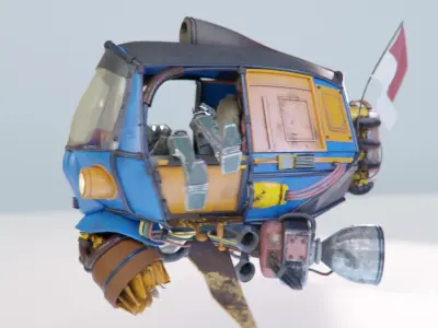 AUTO RICKSHAW Bajaj Tuk-tuk Cyberpunk Taxi 3D model