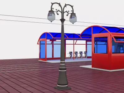 Tram and Station 2 - 4K 3D model