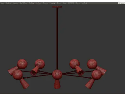 ABELINA modern brass chandelier with glass balls Low-poly 3D model