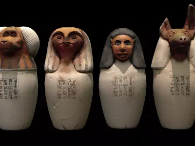 Canopic jars from Ancient Egypt Low-poly 3D model