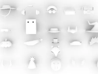 among us characters and hats pack Low-poly 3D model