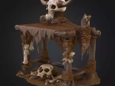 Orc Warcamp Tribal Structures And Ritual Props 3D Model Pack