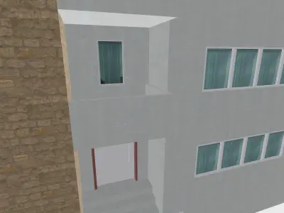 Triple house 3D model Free low-poly 3D model