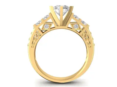 Architectural Diamond Solitaire Ring for Women 1391 3D print model
